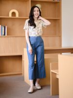 prettythingonme Easi Denim Pant -  กางเกงผ้ายีนไม่หนา เน้นใส่สบายๆ เบาๆ คล่องตัว ทรงเข้ารูปกำลังพอดี ใส่แล้วเป็นเชฟทรงสวย แต่งกระดุมปั้ม