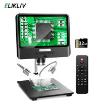 Elikliv กล้องจุลทรรศน์ดิจิตอล1300X DM10 8.5 "1080P ไมโครสโคปิโอ12MP พาราอิเลคทรอนิกา32G เลนส์ที่กรองรังสียูวีฐานโลหะ10 LEDs