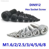 ● 5-50pcs DIN912 M1.6 M2 M2.5 M3 M4 M5 M6 M8 304 A2 Stainless Steel grade 12.9 Black Hexagon Hex Socket Head Cap Allen Bolt Screw