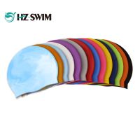 【CW】Oversized Silicone Swimming Cap Custom Logo Earmuffs Waterproof Pure Color Hair Swimming Cap Large Silicone Swimming Cap