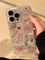 เคสไอโฟนน่ารัก เหมาะสำหรับเคสโทรศัพท์มือถือ Apple 14 ใหม่ iPhone 13 Graffiti กระต่ายผีเสื้อ 12promax11 รวมทุกอย่างขอบ