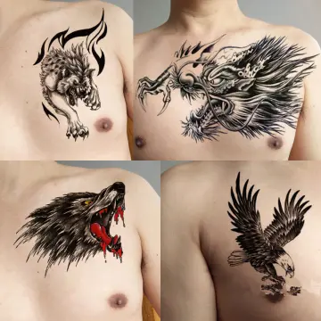 Konsait Large Temporary Tattoos Half Arm Chest Tattoo Men Tribal Totem  Tattoo Make up Body Art