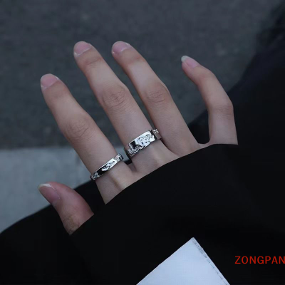 ZONGPAN 2ชิ้นวินเทจคู่แหวนเปิดข้อนิ้วย้อนยุคสีเงิน unisex ทันสมัยแหวนนิ้วมือเครื่องประดับสำหรับผู้หญิงชุดแหวนแฟชั่น