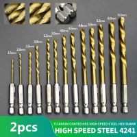 2pcs 13 size 1.5mm-6.5mm Drill Bit Set Titanium Coated HSS High Speed Steel Hex Shank Quick Change Drills Drivers