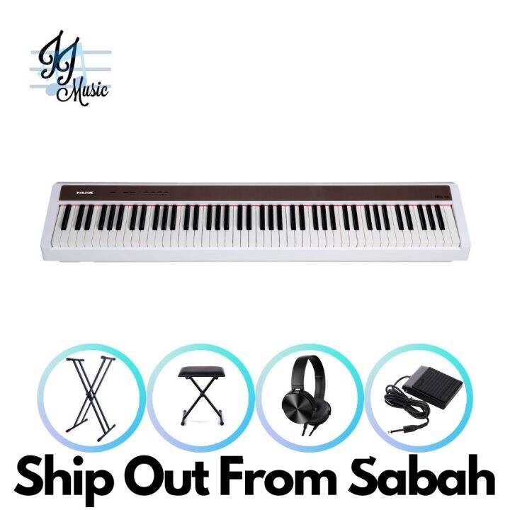 NUX NPK-10-WH 88 Key Grand Hammer Action 3 Portable Digital Piano With ...