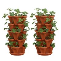 【CC】 Herb Watering Stacking Planting Pot SIngle Layer Plastic Stackable Gardening Strawberry