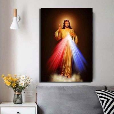 ผ้าใบจิตรกรรม Divine Mercy ภาพรักพระเยซูคริสต์-สร้างแรงบันดาลใจศิลปะฟิล์มความละเอียดสูงพิมพ์โปสเตอร์-บ้านตกแต่งผนัง