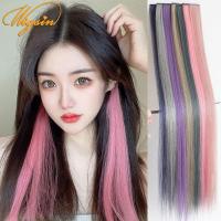 55 ซม. 20 สีสังเคราะห์ยาวตรงคลิปในส่วนขยายของผมเน้นสายรุ้งคลิปผมสีเทาสีฟ้าสีม่วงวิกผมวิกผม