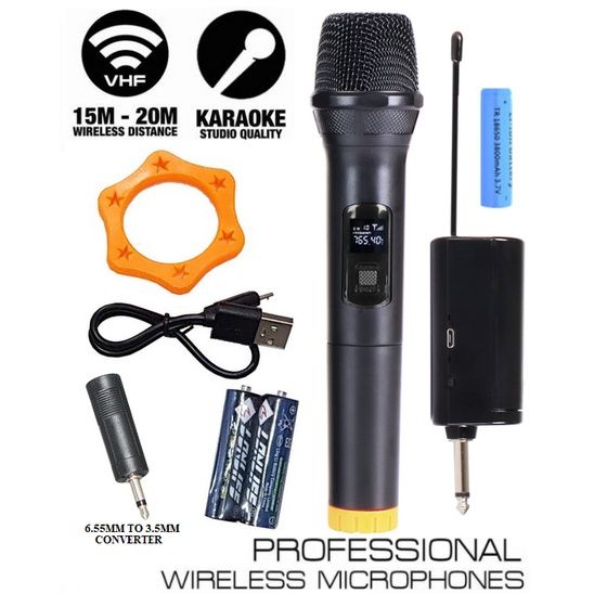 BG SINGLE BLACK UHF MIC Wireless Microphone Karaoke Talk Receiver 6.3mm ...