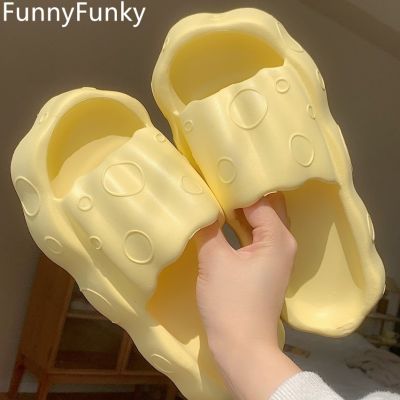ขายดีที่สุด ioztt2023 - /┋ FunnyFunky 2023 New Cheese Slippers Thicken EVA Slides Non-slip Beach Garden Woman Shoes