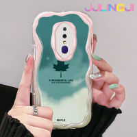 Jjlingji เคสสำหรับ OPPO F11 Pro เคส A9 A9X เคสแฟชั่น2019ลายใบเมเปิลดีไซน์ใหม่ขอบคลื่นเคสมือถือกันกระแทกแบบใสนิ่มโปร่งใสลายกล้องถ่ายรูปเคสป้องกันอ่อนโยนแบบเรียบง่าย