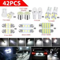 Universal 42Pcs LED T10 COB Interior White Combo LED Dome Door Trunk License Plate Light Bulbs 1157 T10 313641mm