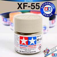 TAMIYA 81755 XF-55 XF55 FLAT DECK TAN MATT MATTE สีเทาอมเหลือง ACRYLIC PAINT MINI COLOR 10ML สีอะครีลิกสำหรับพลาสติก โมเดล VCA GUNDAM