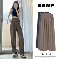 CODadoqkxDGE Womens Solid Color High Waist Drooping Wide-leg Pants Office Workers New High-end Summer Straight Casual Suit Pants