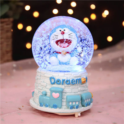 Creative Doraemon โดราเอมอนเรืองแสงลูกแก้วหิมะกล่องดนตรีกริ๊งสำหรับของขวัญวันเกิดเด็กชายและเด็กหญิง