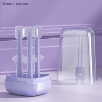 Dream nylone แปรงสีฟันเด็ก3ชิ้น 1กล่องแปรงสีฟันซิลิโคนสำหรับเด็กทารกแรกเกิดแปรงฟัน0-1ปีเคลือบลิ้นทำความสะอาดช่องปาก