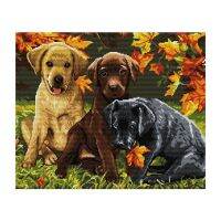 Three Puppies Counted Kit Color Egypt Cotton Thread 11Ct Canvas Print Embroidery Set DIY Manual Needlework