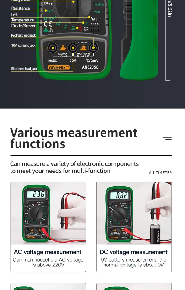 ANENG AN8205C Digital Multimeter AC/DC Ammeter Volt Ohm Tester