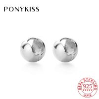 {เครื่องประดับหาน} PONYKISS อินเทรนด์ S925เงินสเตอร์ลิงกลมลูกปัดมินิมอลลิสต่างหูห่วงเครื่องประดับครบรอบแฟชั่นสำหรับผู้หญิงเครื่องประดับของขวัญเครื่องประดับเก๋ไก๋