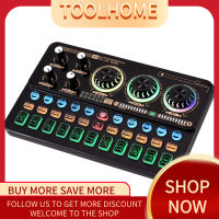 ToolHome- SK900 Multi-Function Mixer ชุดการ์ดเสียงดิจิตอลแบบพกพา Professional Live Mixer Sound Card Effect Device Built-In Rechargeable Batt-Ery สำหรับโทรศัพท์มือถือคอมพิวเตอร์ถ่ายทอดสดร้องเพลง