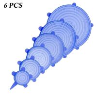 【☸2023 New☸】 weizheng1 6ชิ้นฝาครอบอาหารซิลิโคนใช้ซ้ำได้ทรงสี่เหลี่ยมผืนผ้าฝาชามยืดปรับได้ใช้ในครัวอเนกประสงค์ห่อตัวซีลรักษาความสดใหม่หมวกซิลิโคน