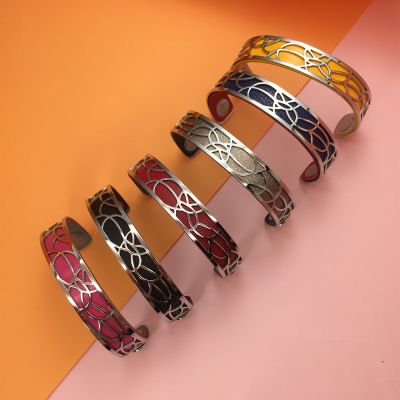 Cremo Love Cuff Bracelets Stainless Steel 14mm Flower Bangles Manchette Femme Interchangeable Reversible Leather Band Pulseiras