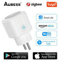 AUBESS ปลั๊กอัจฉริยะสวิทช์ไฟ Tuya Zigbee EU ปลั๊กสมาร์ทโฮมไร้สายแอปพาวเวอร์มอนิเตอร์เต้าเสียบสำหรับ G-Oogle A-Lexa (มีสถิติพลังงาน)