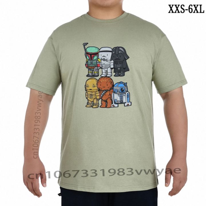 บุรุษเสื้อยืดสุดน่ารักตอไม้-boba-vader-c3po-chewy-r2d2-xxs-6xl