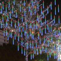 ZZOOI 30/50cm 8 Tube Meteor Shower Rain LED String Lights Street Lamp Garland Outdoor Christmas Tree Decorations Wedding Fairy Garden