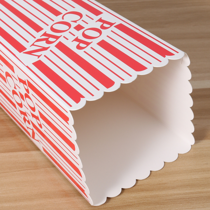 6ชิ้นขนาดบวกลายข้าวโพดคั่วรักษากล่องกระดาษกล่องข้าวโพดคั่วสำหรับงานปาร์ตี้-สีแดง