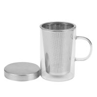 6X 500Ml Travel Heat-Resistant Glass Tea Infuser Mug with Stainless Steel Lid Coffee Cup Tumbler Heat-Resistant Large