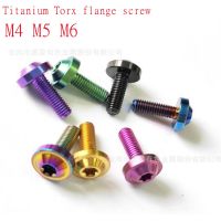 1 buah sekrup titanium M4 M5 M6 x 10/15/20/25/30/35/40 TC4 Gr5 soket torx titanium sekrup kepala flensa dengan baut kerah