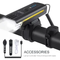 Giyo Multi Function Cycling Headlight Horn Remote Control Bicycle Front Flashlight Road Bike Handlebar Lamp MTB USB Charge Torch