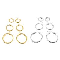 3 Pairs Silver &amp; 3 Pairs Gold 15mm 20mm 25mm Woman Stainless Steel Hoop Huggies Earrings Set