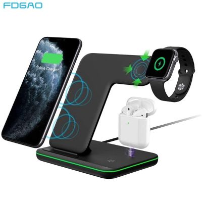 15W 3 in 1 Wireless Charger Stand for iPhone 14 13 12 11 XS XR 8 Fast Charging Dock Station For Apple Watch 8 7 6 5 Airpods Pro