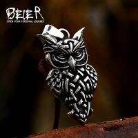 }qibeier ยุโรปและอเมริกาใหม่ Viking Celtic Knot จี้นกฮูกขายส่ง เครื่องประดับสแตนเลสหล่อวินเทจ