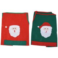 2Pcs Christmas Decoration Gifts Non-Woven Christmas Apron Cartoon Santa Claus Pattern Apron