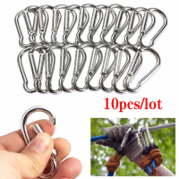 ④ 10Pcs Mini คาราบิเนอร์สปริง Hook Carabiner คลิปพวงกุญแจ EDC แคมปิ้งผจญภัยเอาท์ดอร์เครื่องมือเงินขนาด41*20*4มม.