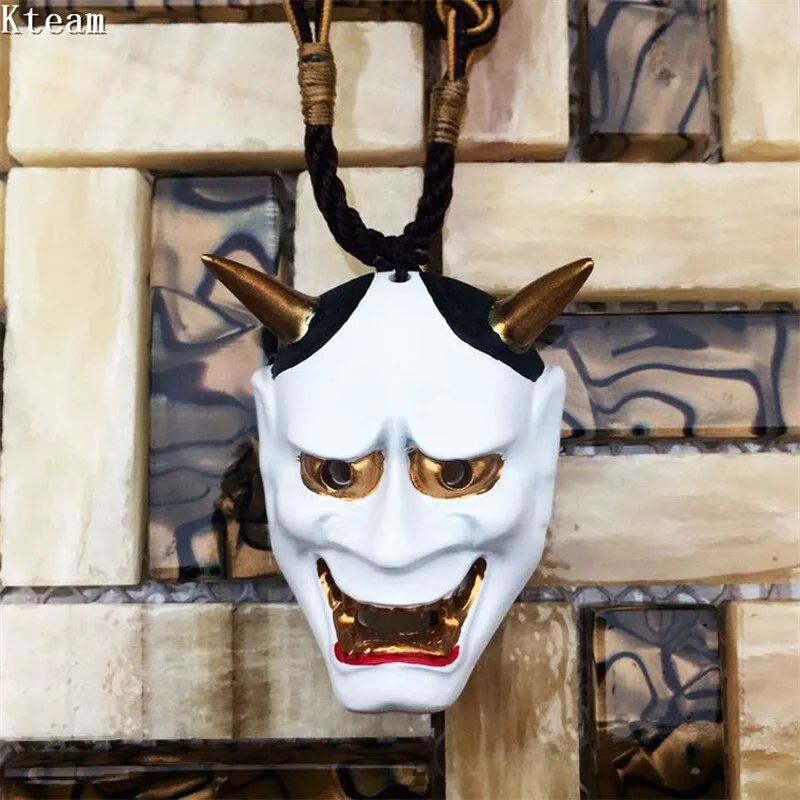 Stainless steel Evil Oni Noh Hannya Mask Pendant Necklace Wallet