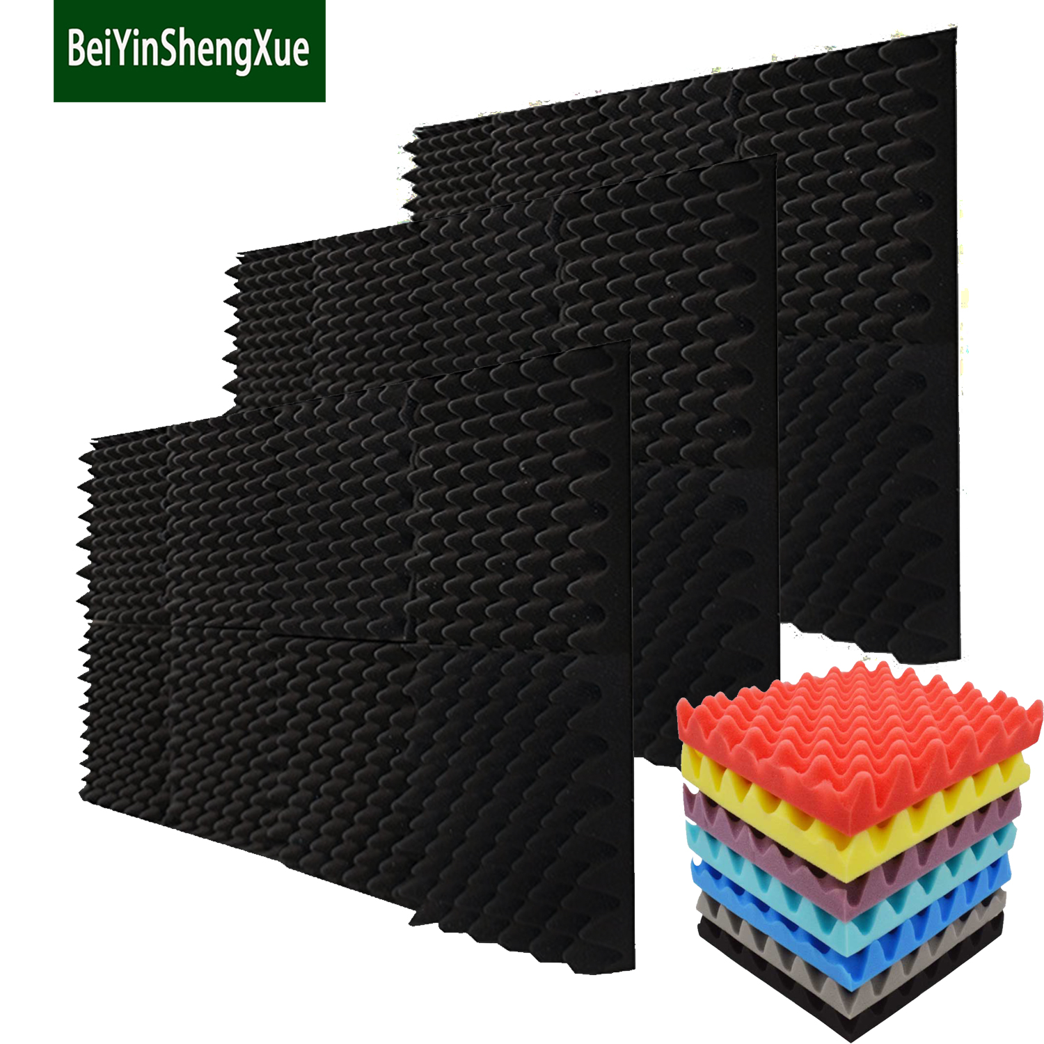 12 Pack Set 2 X 12 X 12 Studio Wedge Tiles Sound Absorber Soundproofing Wall Foam Acoustic Panels Control Sound Dampening Foam Little-Lucky Acoustic Foam Panels 12Pack, Black 