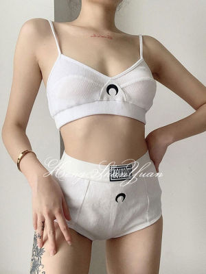 HengShanYuan สูทผู้หญิง,ชุดกางเกงขาสั้นเอไลน์เอวสูงเปิดหลังเสื้อปักลายพระจันทร์สูทสไตล์ Y2K