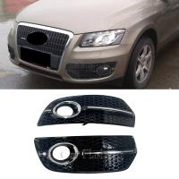 1 Set Car Front Bumper Fog Light For Audi Q5 2009 2010 2011 2012 Lamp Cover Honeycomb Grille Grill Glossy Black Car Accessories