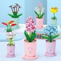 Twelve zodiac lucky flowers master of floral art building block toys small potted plants