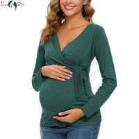 Pregnancy Clothes Maternity Shirts Long Sleeve V-Neck Blouses Mama Casual Tunic Breastfeeding Comfortable Fit Tops