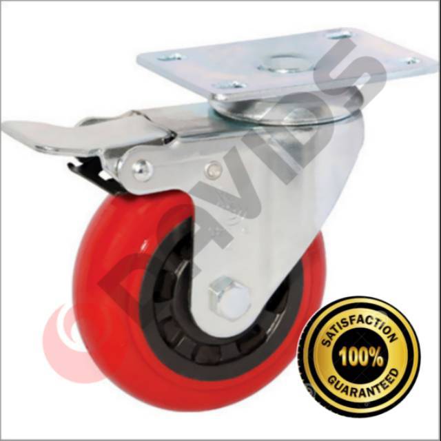 Roda Troli Gerobak Etalase Lemari Meja Caster Trolly Troly Merah 3 Inch Rem Lazada Indonesia 7846