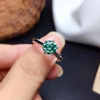 Green moissanite Personality design New ring 925 Sterling silver beautiful color sparkling 1 carat 2 Carat Diamond D VVS1