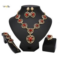 【lz】₪№  Conjunto de jóias nupcial banhado a ouro para mulheres jóias de luxo marroquino árabe acessórios do casamento moda atacado