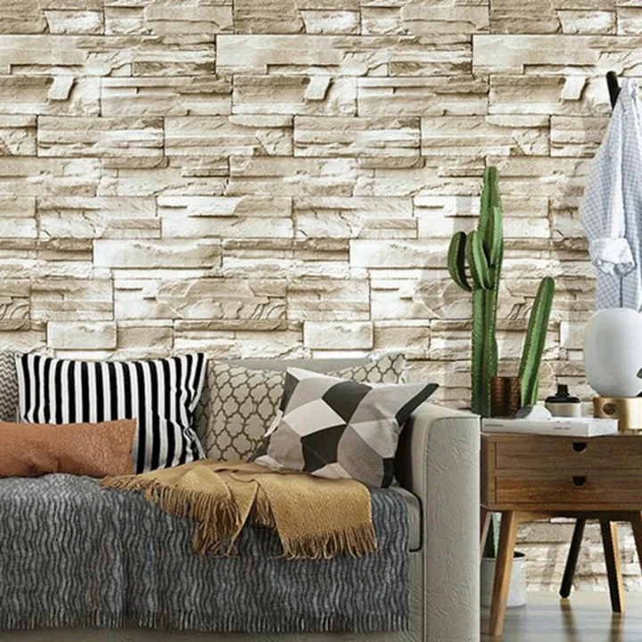 BRICKS WALLPAPER 45cm wide by 10m long Self-adhesive Wallpaper Waterproof  Pvc With Glue Plain Wall Stickers Renovation Background Sticker For Home |  Lazada PH