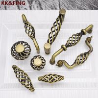 KK&amp;FING Birdcage Bronze Cabinet Handles Hollowed Retro Black Cabinet Door Pulls Single Hole Drawer Knobs Cupboard Handles Door Hardware Locks