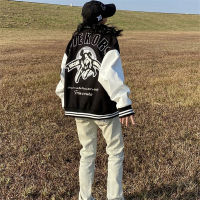 American retro alphabet embroidery baseball jacket womens loose large hip-hop hiphop couple campus trend street Harajuku style